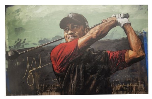 Tiger Woods Signed Limited Edition Stephen Holland Hand Enhanced Giclee on Canvas (UDA)